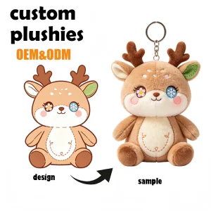 Custom Christmas Plush Toy Deer Keychain