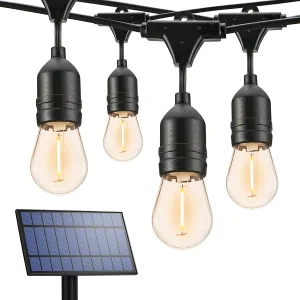 Hanging Dimmable S14 Vintage Edison Bulbs 48ft Outdoor Led Solar String Lights