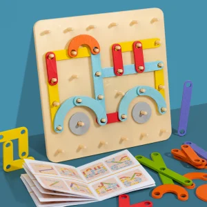 Early Learning Creative Wooden Pegboard Puzzle 5 to 7 Years Transformable Educational Geometric Shape Matching Board Toy