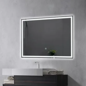 Touch Screen Bath Decorative Wall Mounted LED Backlit Mirror Rectangle Smart Bathroom Mirror