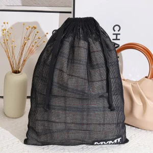 Custom Logo Printed Organic Net Packing Drawstring Cotton Mesh Produce Bag Reusable Fruit Vegetable Storage Drawstring Mesh Bags