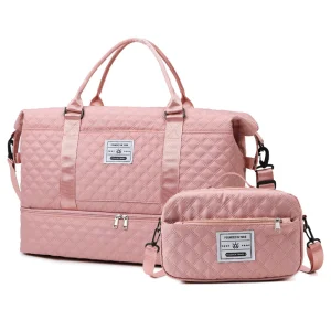 Large Capacity Weekender Travel Bag With Wet Pocket Shoes Compartment 2pcs Carry on Duffel Tote Bag Set With Small Handbag