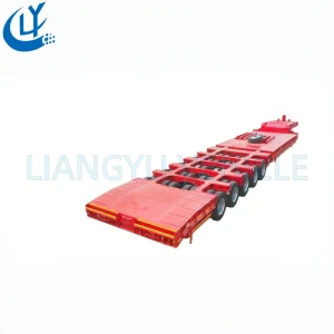 Extendable Lowboy / Lowbed Semi Trailer Multi Axles 100t-150t Heavy Duty Low Flat Bed Step Deck Truck Trailer for Construction Machinery Transport