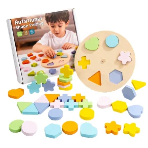 Montessori Children's Rotating Shape Sorter Color Matching Board Game