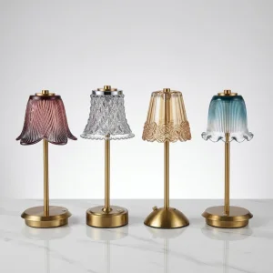 2026 Modern Hotel Decor Ambient Rechargeable Dimmable Touch LED Touch Switch Indoor Cordless Restaurant Luxury Glass Table Lamp