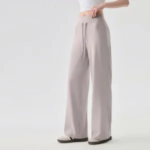 Women's Spring/Summer Four Seasons Edition Solid Color Drapey Wide-leg Casual High-waisted Sport Straight-leg Fitness Yoga