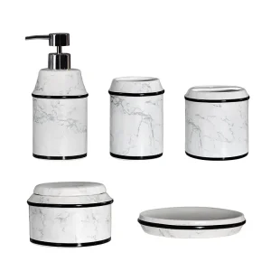Custom Marble Pattern Black Trim Ceramic Bathroom 5-Piece Set Exporter, Products