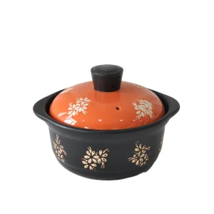 China Black & Orange Contrast Floral Pattern Ceramic Casserole Manufacturer, Factories