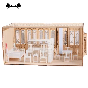 1:25 Chinese Style Eco-friendly Wooden DIY Toy House Full Set Handcrafted Miniature Furniture Fashion Doll House Toys for Unisex