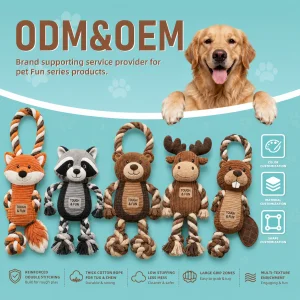 Custom Animal Plush Rope Dog Toy Cotton Chew Tug Toy