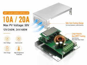 Sunchonglic 12V/24V Auto MPPT Solar Charge Controller, 98% Efficiency 10A-60A Regulator for Lithium/GEL Battery