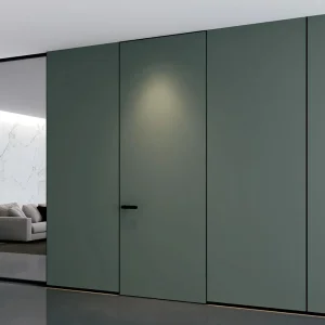 Minimally Luxurious Safety Hidden Aluminum Frame PVC and Paint Finishing Integrate with The Wall Wooden Interior Flush Door with Silent Door Lock
