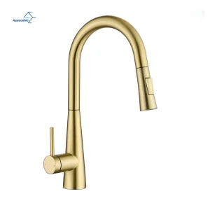 SUS304 Brushed Gold Stretchable Flexible Pull out Kitchen Sink Faucet Mixers Taps Kitchen Faucets
