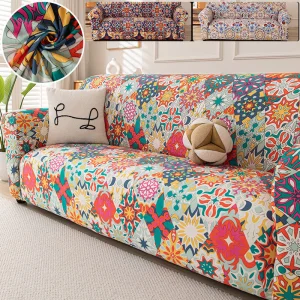 Bohemian Patterned Colorful Milk Silk Sofa Cover