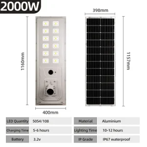 3000W Luz Pública LED Comercial Max Solar Split para Pátios de Aeroportos