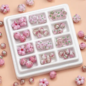 Pink Flower Glass Beads DIY Jewelry Making Kit