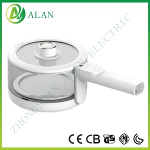 Mini Electric Hot Pot 1.6L Non-Stick Ramen Cooker 2 in 1 Hot Pot Multifunctional Cooker with Steamer