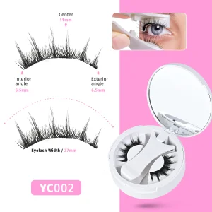Heart Girl Natural New Magnetic False Eyelashes With 4 Magnets Circle Box Mirror and Applicator Reusable up and Down Fake Lashes