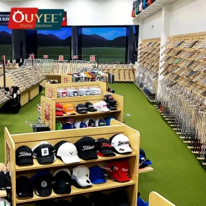 Wooden Foldable Rotating Golf Bag Rack Stand