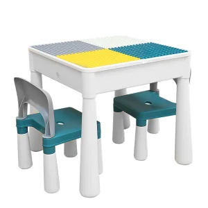 7 in 1 Kids Activity Table and Chair Set with 152PCS Large Marble Run Building Blocks