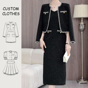 OEM Spring Tweed Blazer Two Piece Set