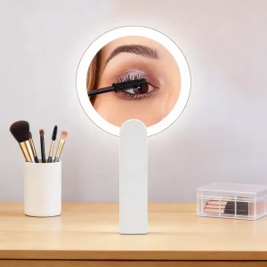 New Portable LED Foldable Hand Makeup Rechargeable Travel Mirror