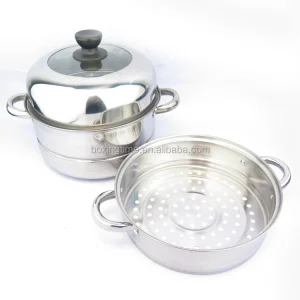 2-layer Stainless Steel Gas Food Steamer Pot Stuffed Bun Dim Sum Steamer