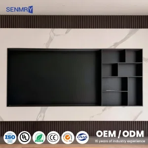 Gabinete de TV moderno de acero inoxidable con amplio espacio de almacenamiento para sala de estar y dormitorio, gabinete de TV montado en la pared