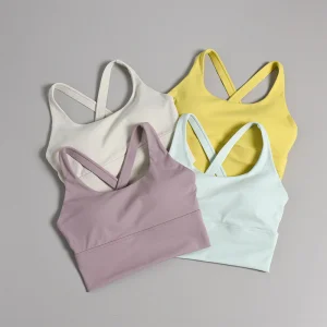 Top de deporte para mujeres con almohadillas fijas sin costuras para correr, fitness, saltar la cuerda, yoga y ropa deportiva activa