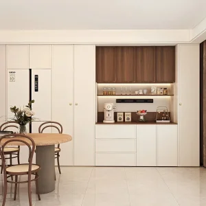 Buffet de Madeira Moderna de Luxo com Exibição, Armário de Armazenamento para Sala de Estar e Jantar, Móveis para Casa, Gaveteiro Moderno para Cozinha