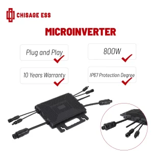 800W Inversor Solar Conectado a la Red Microinversor Todo en Uno para Carga Eléctrica en Hogares Inteligentes