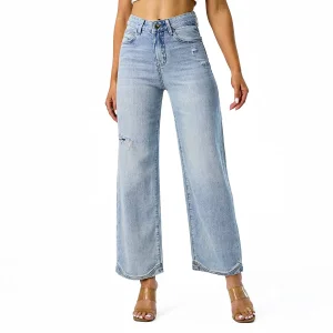 Calças de jeans mom de cintura alta azuis