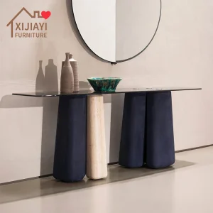 Xijiayi Custom Size Console Tables Made with Glass Countertop for Office Lobbies.