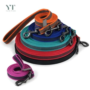 Pet Products Factory Wholesale Custom Label Dog Leads Collars Nylon Adjustable Pet Dog Leash with Non-Slip Tape