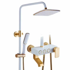High-Quality Elevate Your Bathroom with the White Gold Multi-Function Shower Set Quotes, Exporters