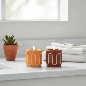 Wavy Relief Ceramic Candle, Artistic Candle Available in Multiple Colors, Outdoor Mosquito Repellent &amp; Decorative Ornament Scented Candle