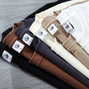 Camiseta de Algodão Premium de Luxo por Atacado Masculina 220 240 260 GSM Pesada Macia Respirável com Logotipo Personalizado Etiqueta Privada em Branco com Ombros Caídos Oversized
