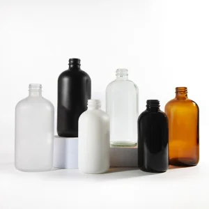 White Food Grade Empty Boston Round Glass Essential Oil Storage Rubber Dropper Bottle