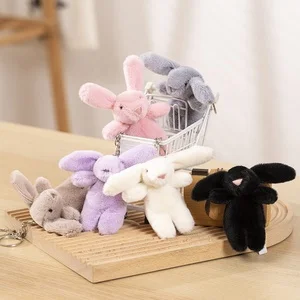 Free Sample Plush Rabbit Toy Promotional Custom Backpack Clip Stuffed Animal Small Plush Bunny Keychain for Girls Kids