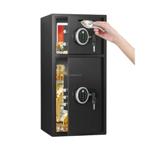 Dual-Door Home Locker with Biometric Fingerprint Lock and Drop Slot Big Safe Deposit Box