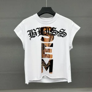 Oversized Graphic Rhinestone Sleeveless T-Shirt