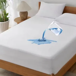 Protetor de Colchão de Tamanho Duplo Ultra Macio Respirável e Silencioso em Jacquard Tricotado com Efeito Refrescante