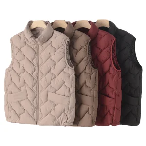 Trendy Women's Outerwear with 100% Polyester Padding and Lining, Women Sleeveless Puffer Jacket Quilted Vest