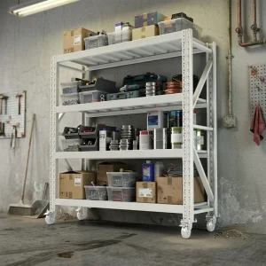 Metal Rack Corrosion Protection Storage Rack Boltless Adjustable Thickened Heavy Duty Caster Wheel Rack Industrial Warehouse