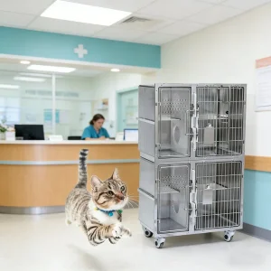 Large Heavy Duty Cat Cage Cats Sustainable Pet House for Cats Doors Stainless Steel 304 with Litter Tray Three-Layer 6 Box