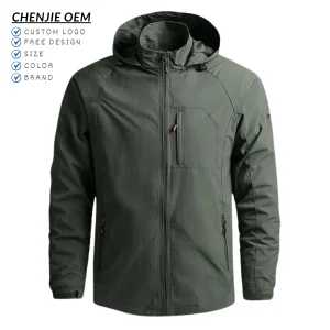 Wholesale High Quality Men's Spring Outdoor Single Layer Hardshell Jackets Custom Waterproof Breathable Windbreaker Jacket