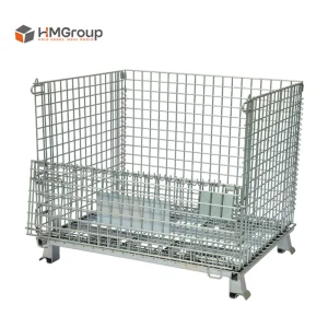 Welded Galvanized Collapsible Stackable Storage Heavy Duty Portable Shipping Steel Wire Mesh Cage Containers