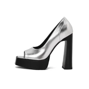 Wholesale Black Platform Peep-Toe Western Sandals 13cm Chunky Heel Company, Companies