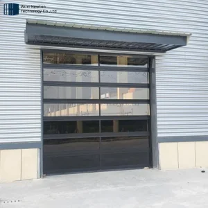 Black Anodized Aluminum Frame Automatic Frosted Tempered Glass Panels Garage Door Prices
