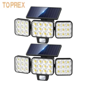 Luz Solar LED de Parede com Sensor de Movimento Toprex para Iluminação de Jardim à Prova d'Água